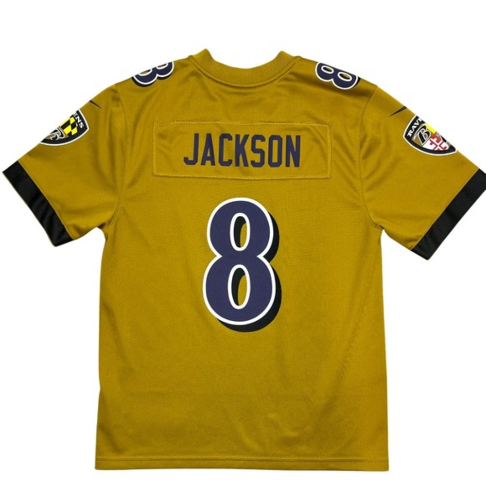 Nike Baltimore Ravens Football Jersey Youth Medium Gold Jackson #8‎ On Field NFL